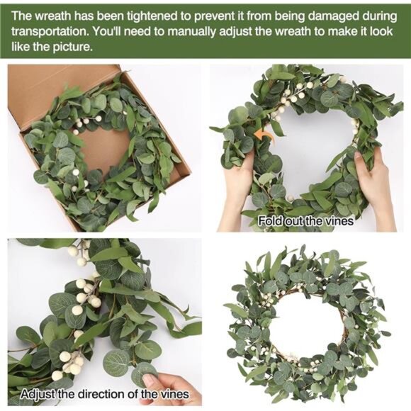 Eucalyptus Wreath for Front Door Spring Wreath for Farmhouse Front - Picture 4 of 7